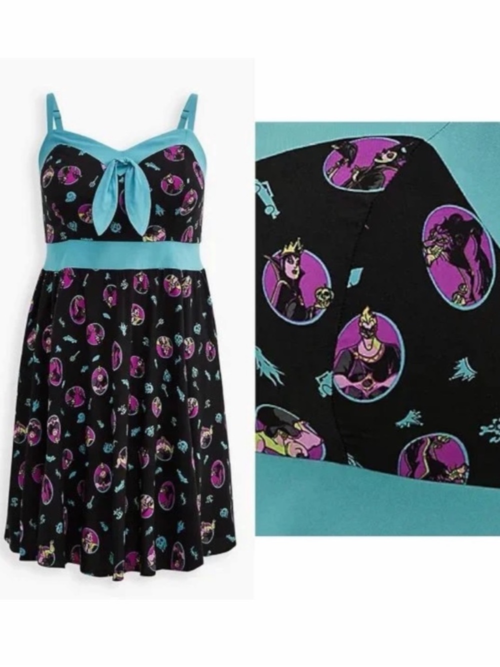 Torrid x DISNEY VILLAINS Sweetheart Tie Front Dress The Little Mermaid NEW Sz 3